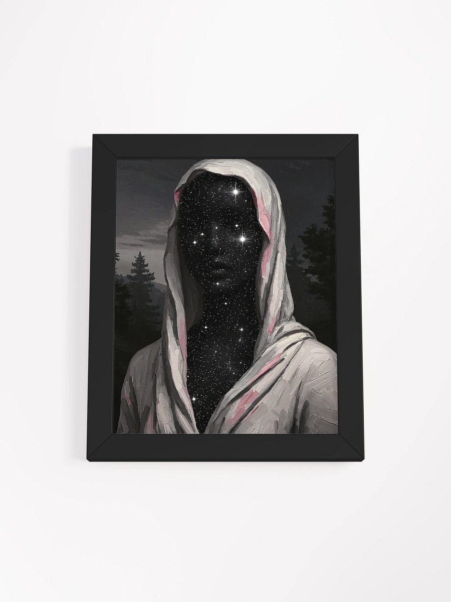 Celestial Being Surreal Art, Starry Night Sky Hooded Figure, Dark Academia Aesthetic Cosmic Portrait, Ethereal Space Galaxy Wall Art product image (1)