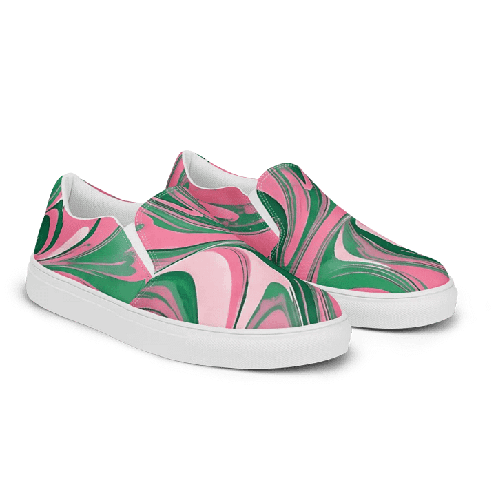 Oh So Pretty Pink & Green Painted Slip-On Shoes product image (1)
