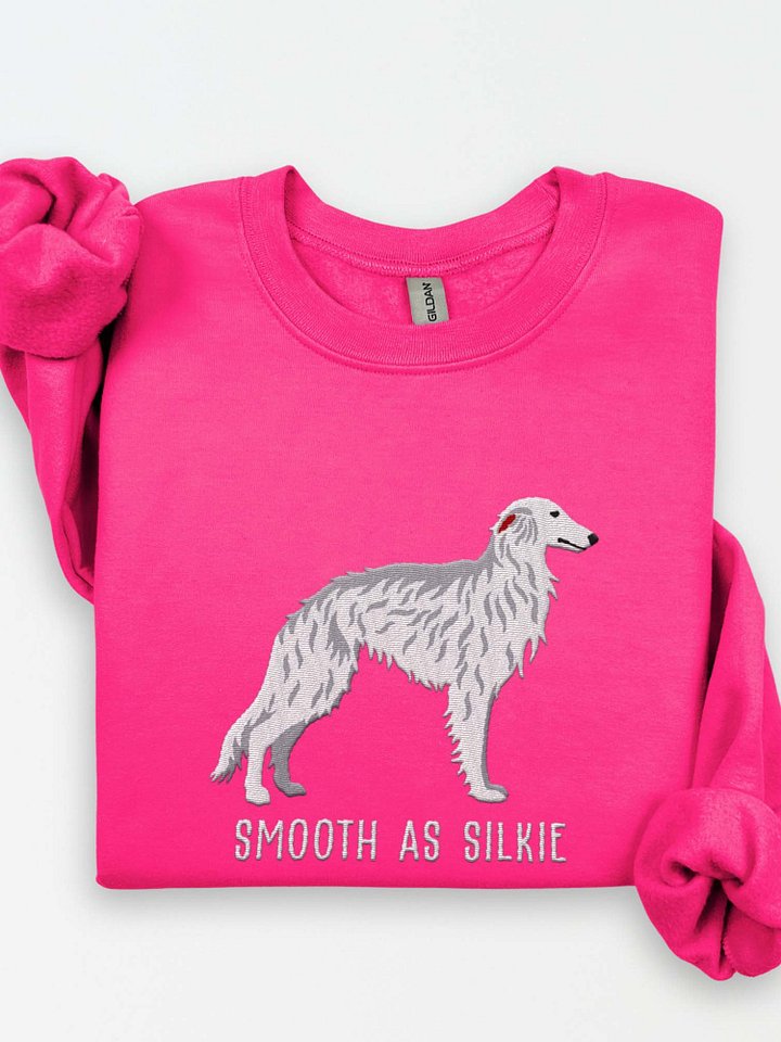Smooth as Silkie Sweatshirt (Embroidered) of a Silken Windhound(White) product image (1)