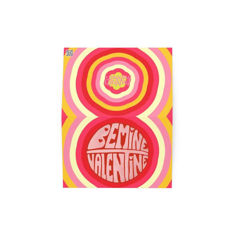 Be Mine Valentine retro landscape greetings card product image (2)