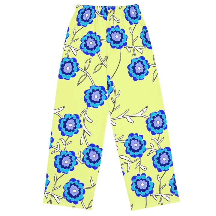Blue Flowers on Yellow Wideleg Pants product image (1)