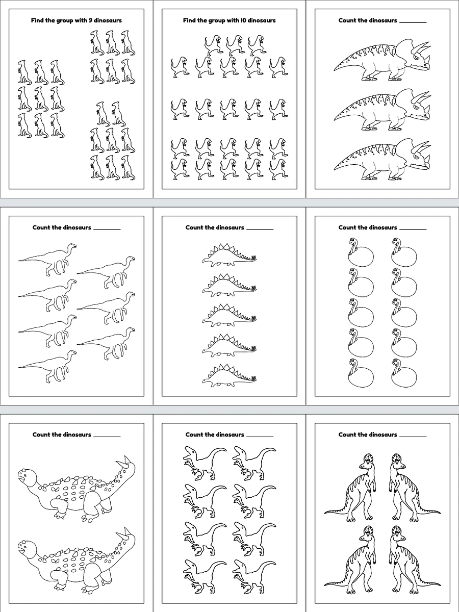 Printable Number Counting Coloring Pages - Dinosaurs Theme product image (4)