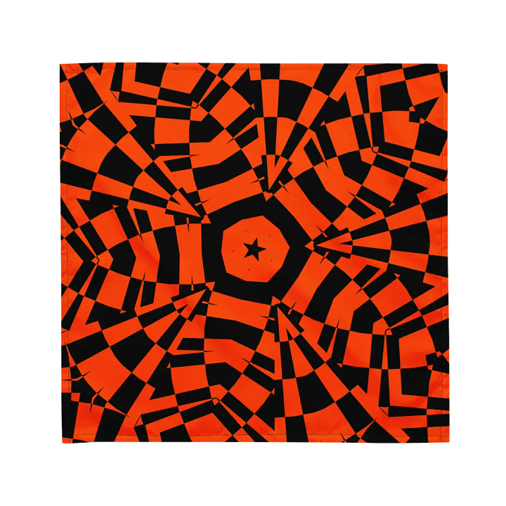 Psychedelic Star Kaleidoscope Illusion Bandana, Black Orange Twisted Halloween Accessory product image (1)