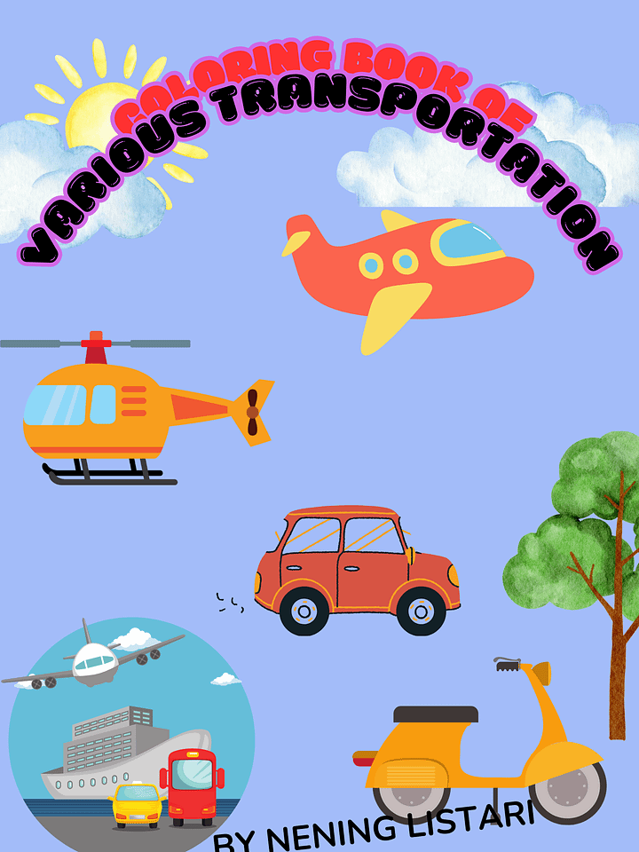 PRINTABLE COLORING BOOK OF VARIOUS TRANSPORTATION (50 PAGE) product image (1)