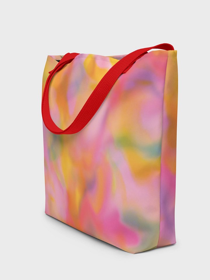 Large Tote Bag "Sweet Pastel Tie Dye in Orange Light Pink" product image (2)