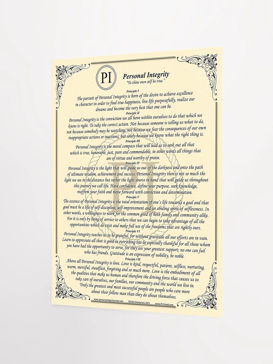 Personal Integrity Creed Poster 12"x16" product image (2)