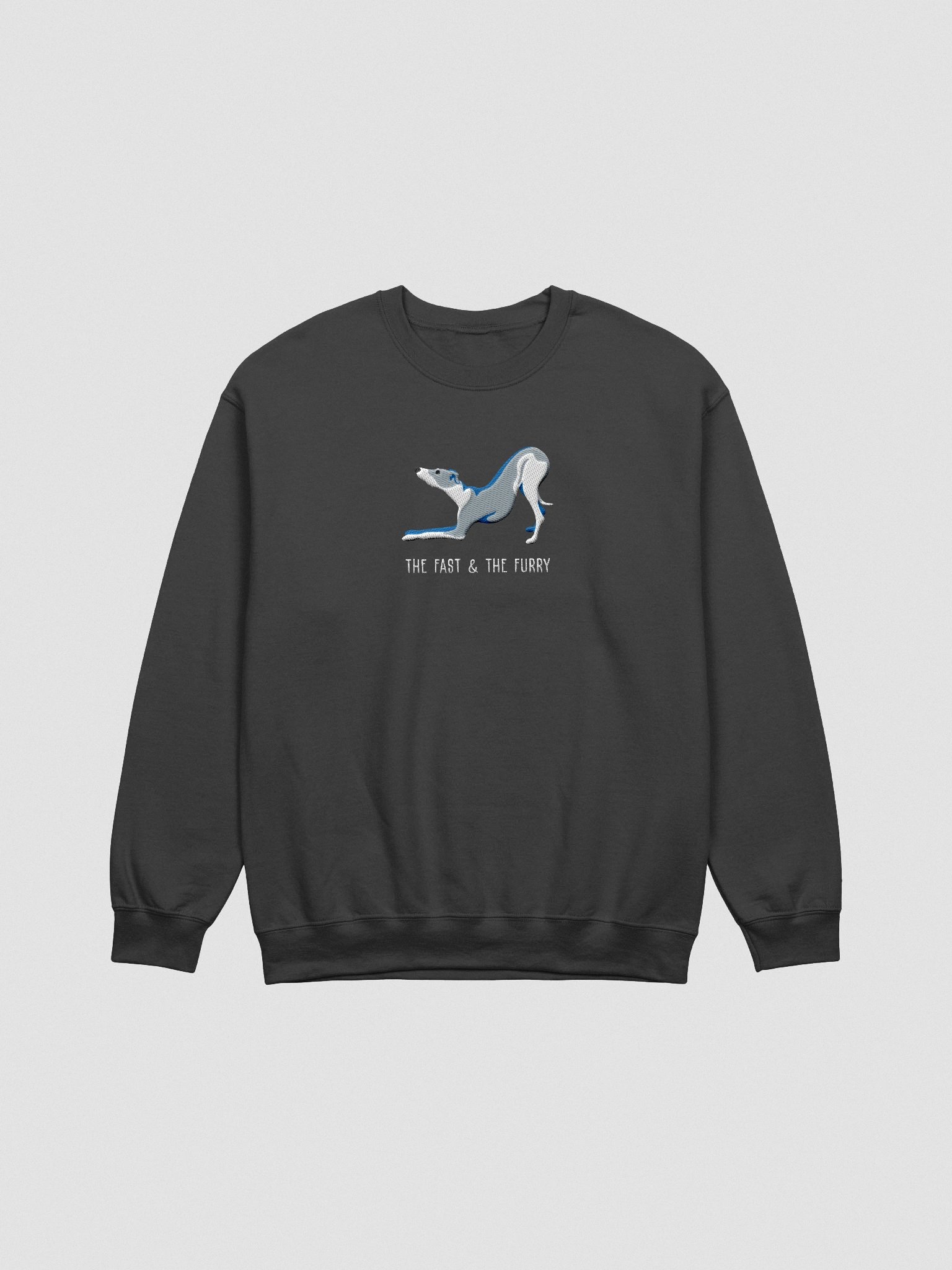 The Fast & the Furry Sweatshirt (Embroidered) of an Italian Greyhound(Blue & White) product image (4)