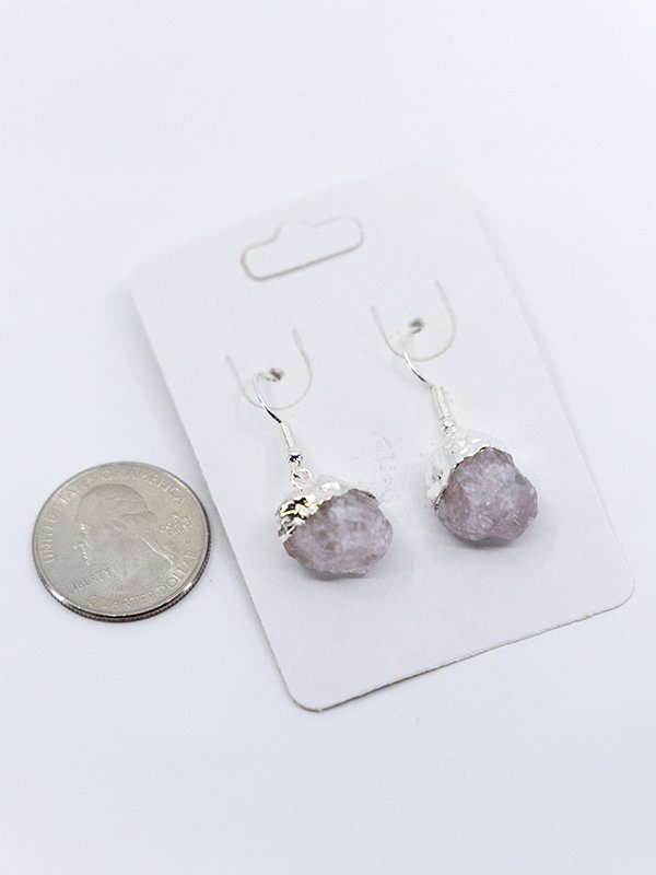 Rose Quartz Crystal Silver Earrings product image (2)