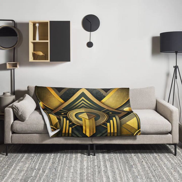 Elegant Geometric Gold Throw Blanket product image (1)