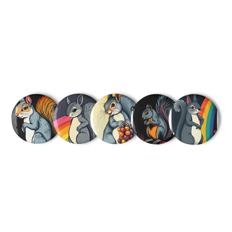 Whimsical Squirrel Pin Button Set product image (1)