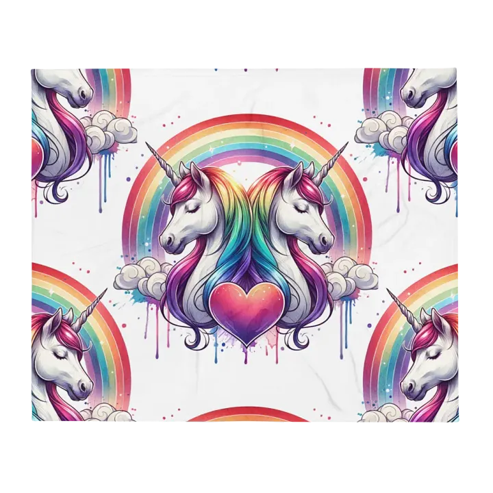Rainbow Unicorn Dreams Throw Blanket product image (2)