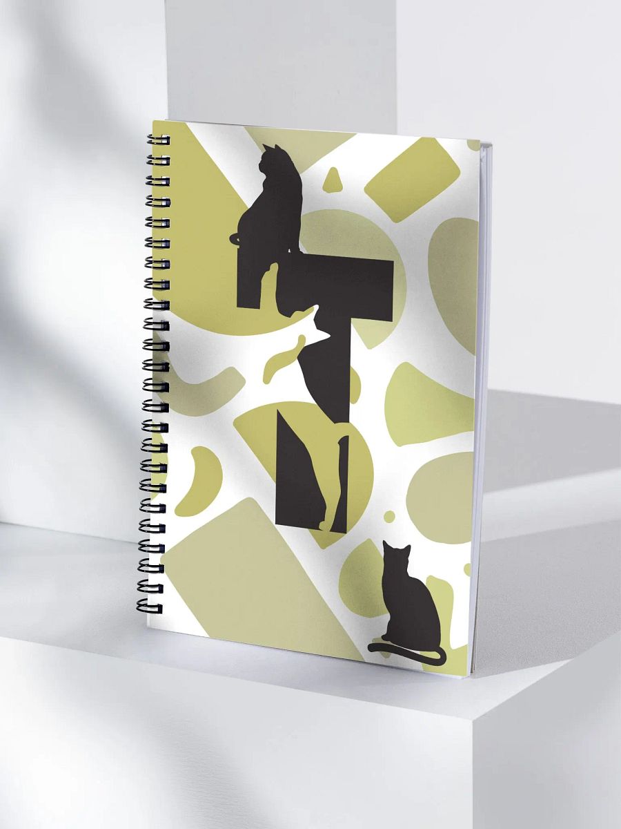Monogram Letter T Cat Lover Geometric Greens Notebook product image (4)