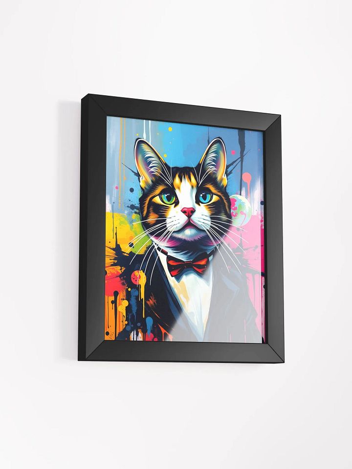 Now THAT is a tuxedo CAT! Vibrant Ayous Wood Framed Matte Print product image (7)
