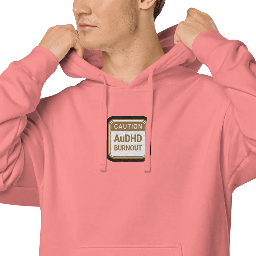 CAUTION: AuDHD BURNOUT embroidered pigment hoodie (brown bubble design) product image (5)