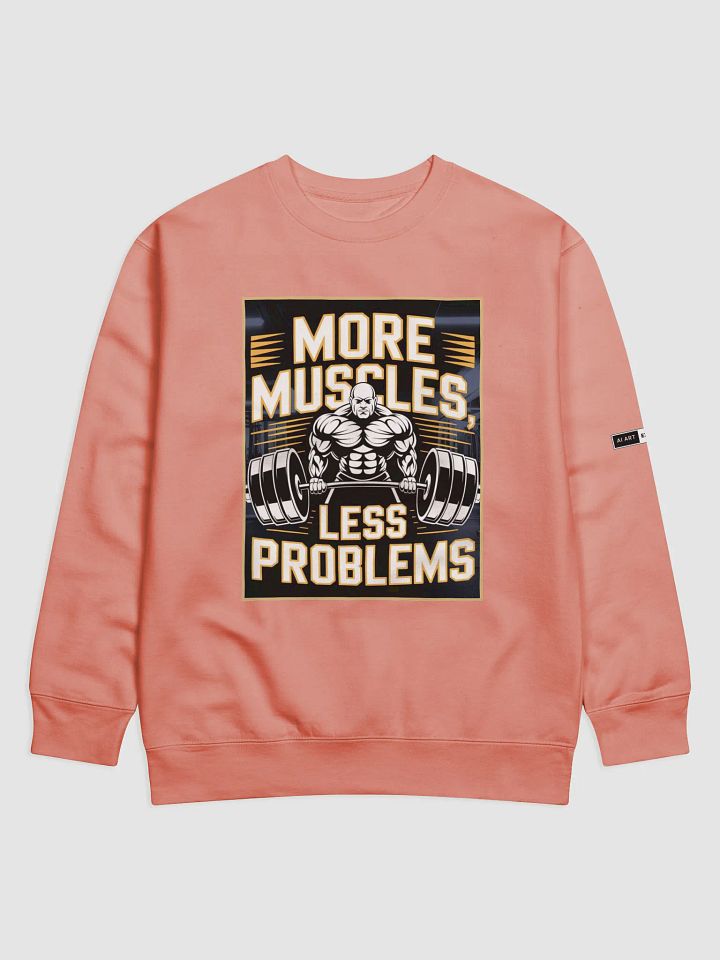 "MORE MUSCLES, LESS PROBLEMS" premium cotton sweatshirt product image (1)