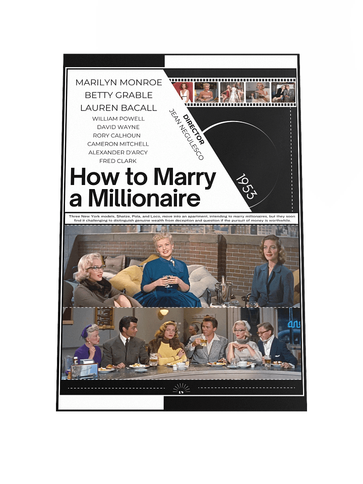 How to Marry a Millionaire with Marilyn Monroe, Lauren Bacall and Betty Grable 1953 | Movie Poster | 12x18 Wall Art product image (1)