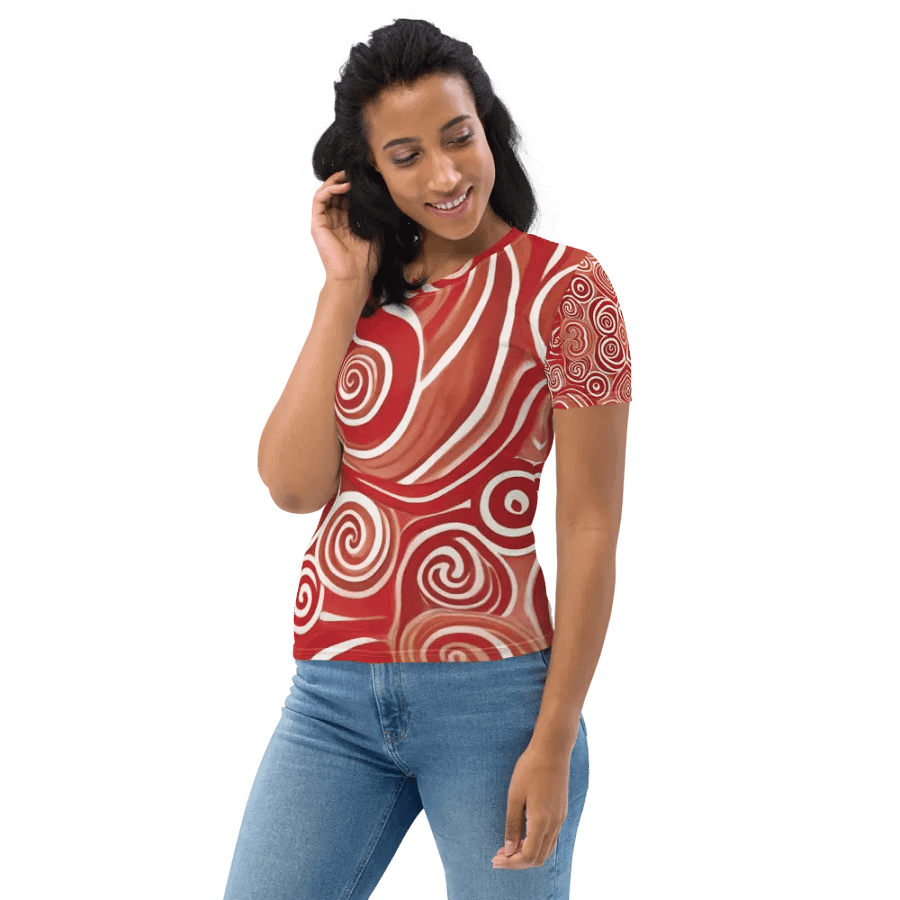 Funky Cherry Swirls Liquid Tie-Dye Women's Crewneck T-shirt product image (3)