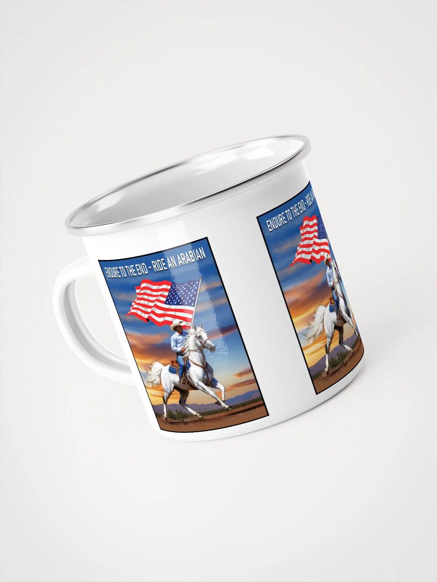 Galloping Patriot White Horse Enamel Mug product image (4)