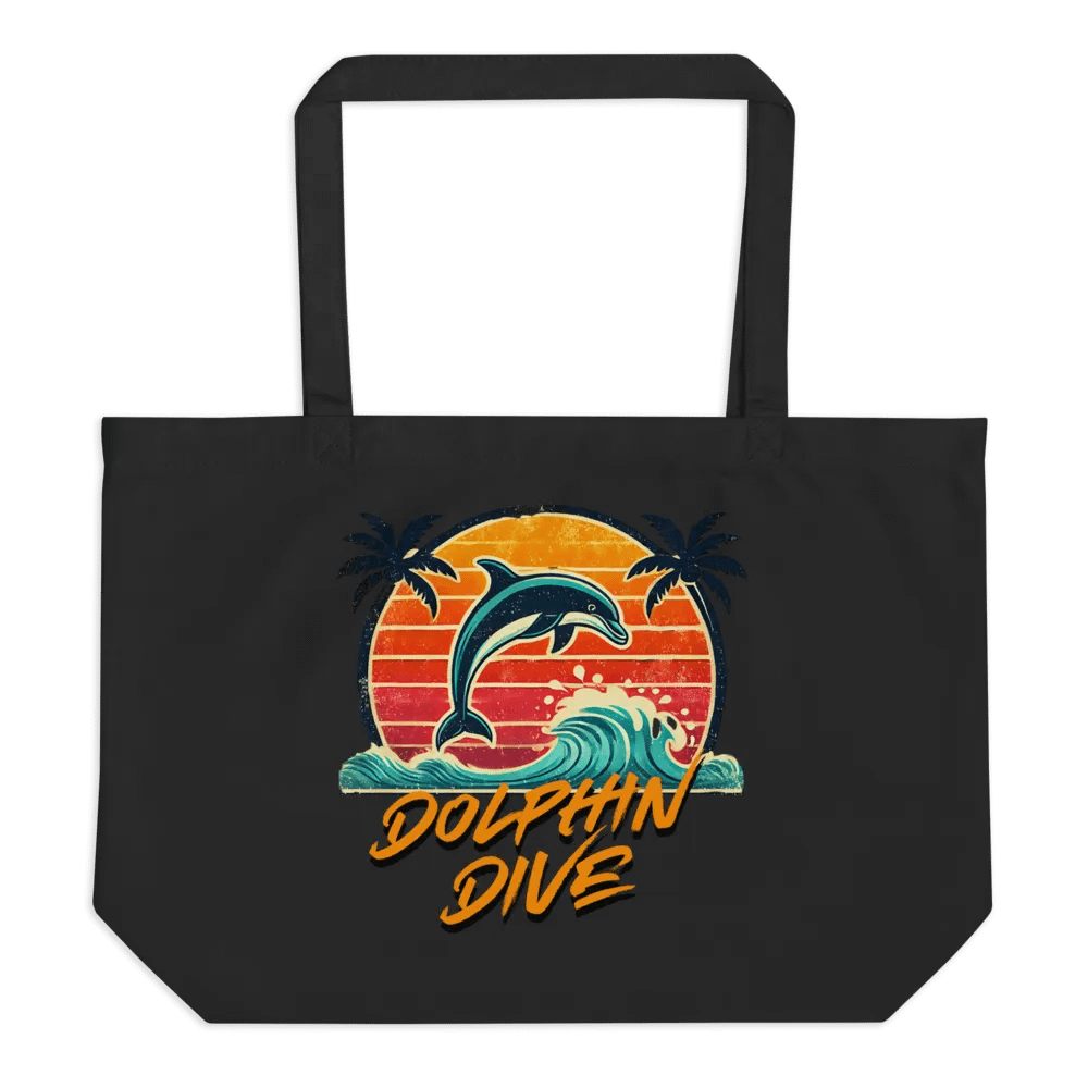 Retro Dolphin Dive Organic Tote product image (1)