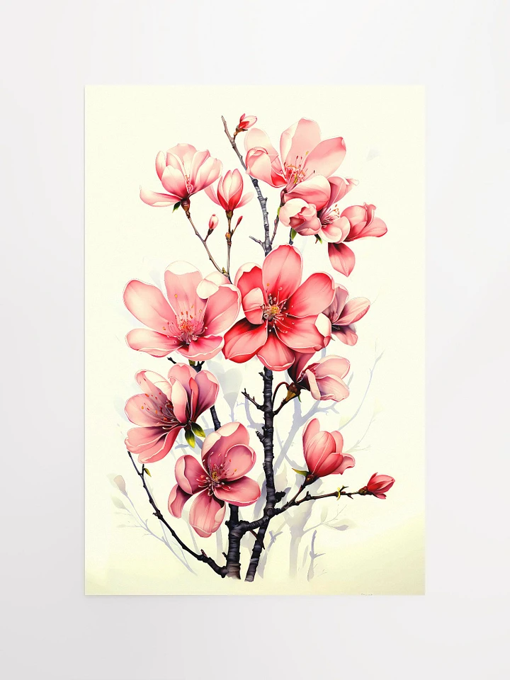 Pink Flower Blossoms Watercolor Painting Matte Poster product image (2)