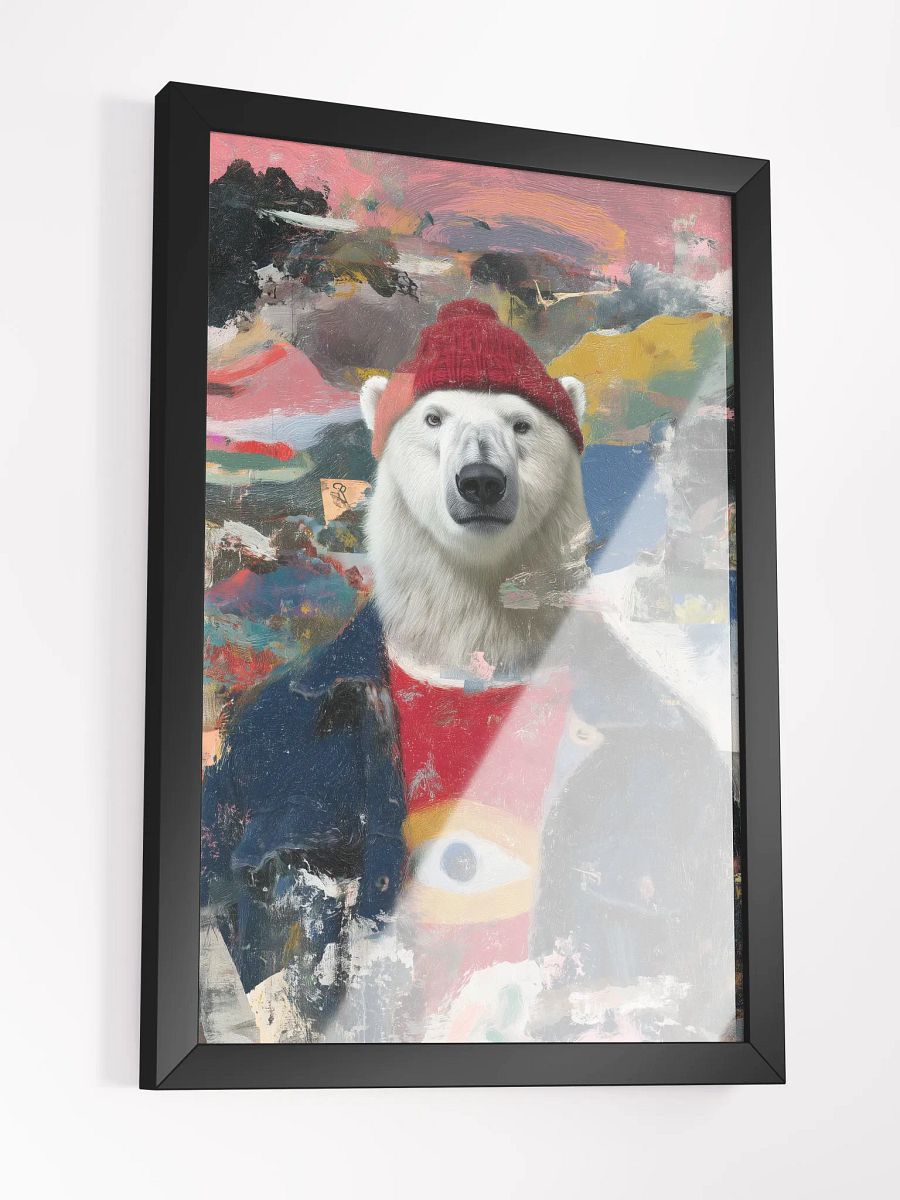 Hipster polar Bear surreal art Vibrant Ayous Wood Framed Poster product image (5)