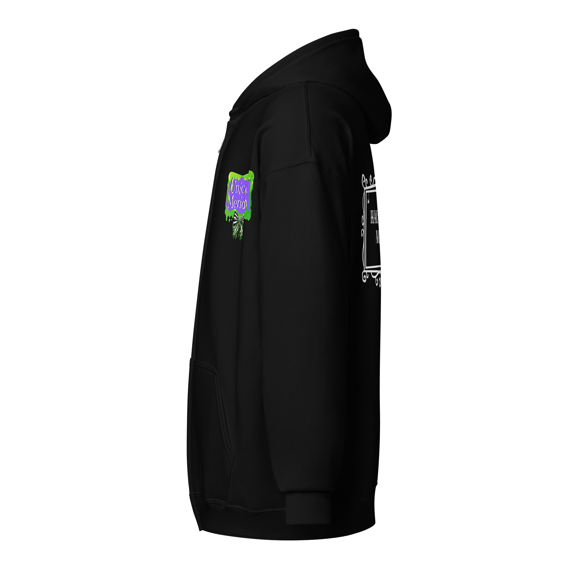 [UM Designs] Haunt Smart [white]- Unisex Graphic Zip Hoodie product image (3)
