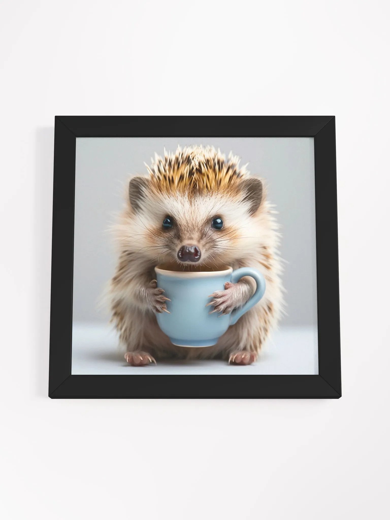 Cute Coffee Lover Baby Hedgehog Framed Wall Art product image (12)