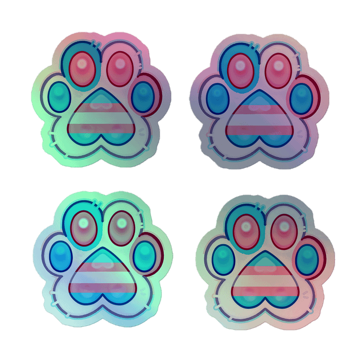 Trans Pride Paw Print Holographic Kiss Cut Sticker Sheet product image (2)