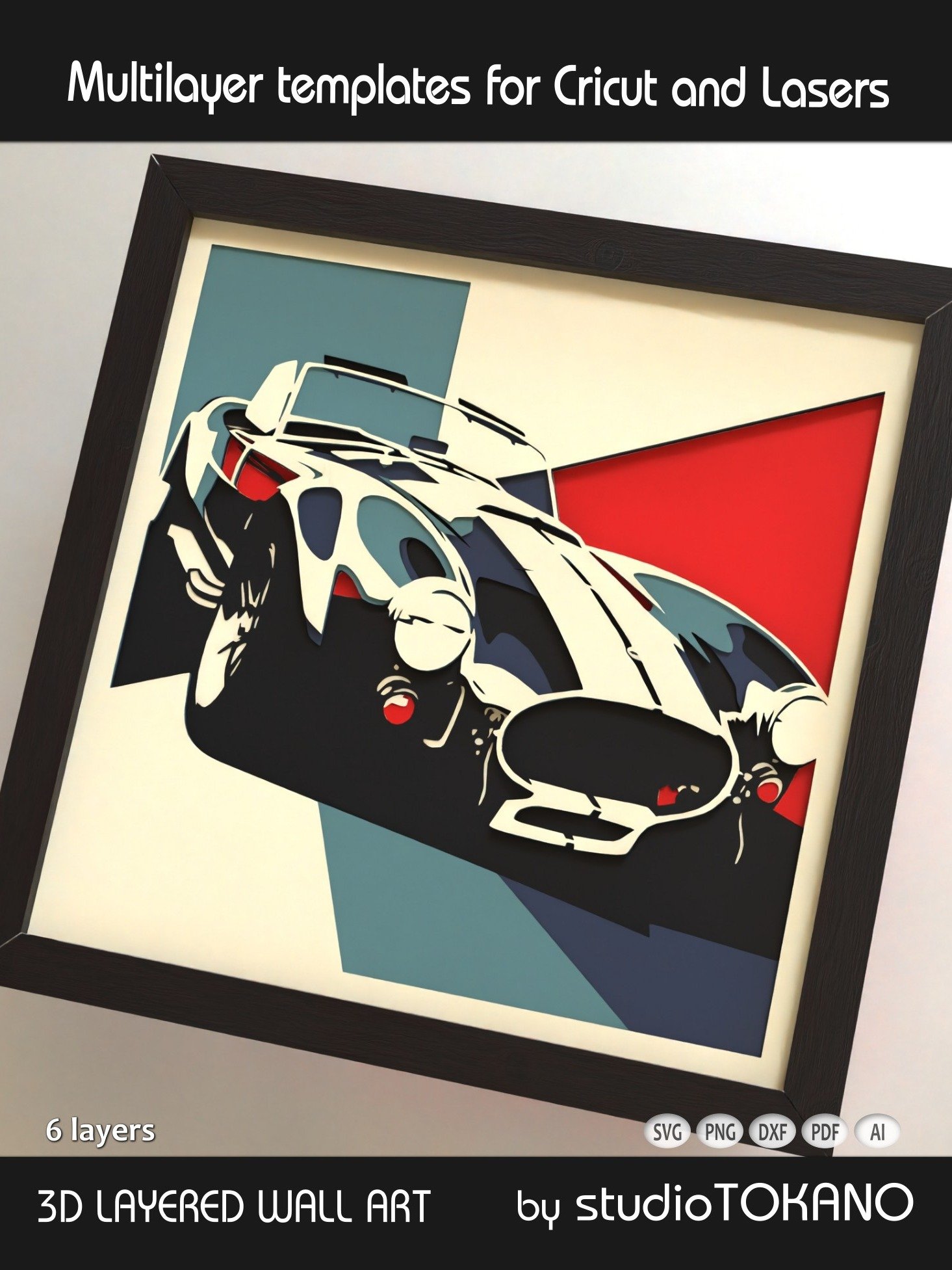 Shelby Cobra Classic Car 3D SVG product image (2)