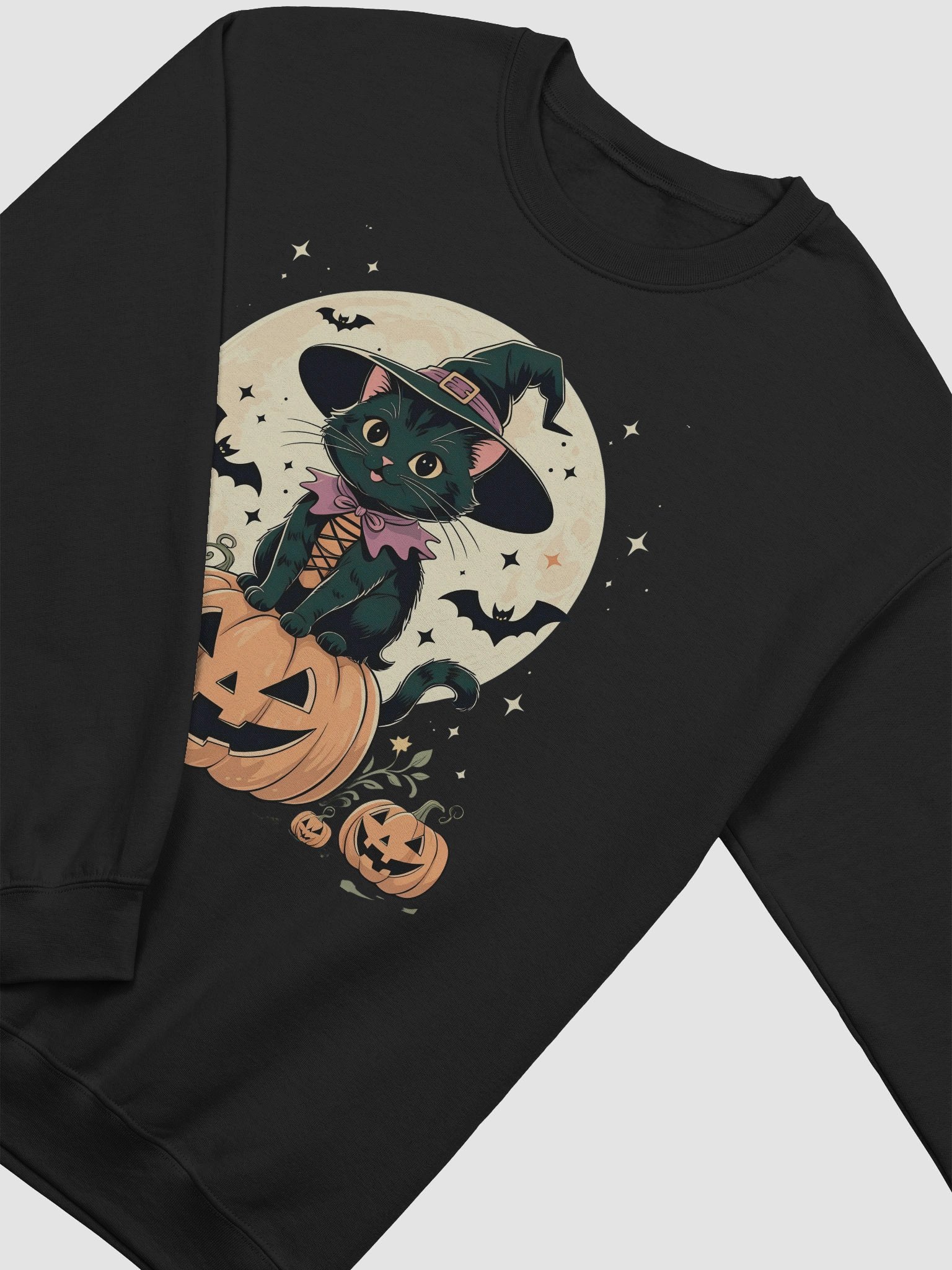 Witchy Cat Halloween Crewneck Sweatshirt product image (3)