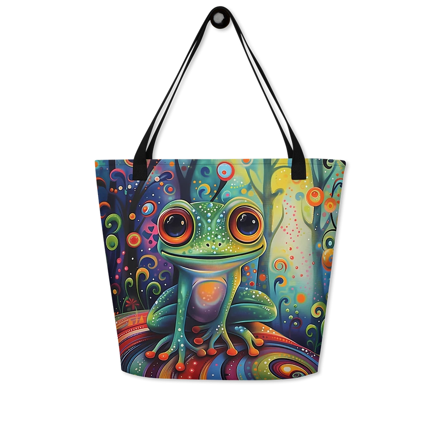 Tote Bag: Adorable Frog in Enchanted Magic Forest Psychedelic Design product image (7)