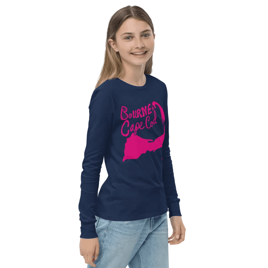 Girls' | BOURNE to Cape Cod™ | Youth Long Sleeve Tee | Coastal Cool for the Next Generation | Pink Logo product image (20)