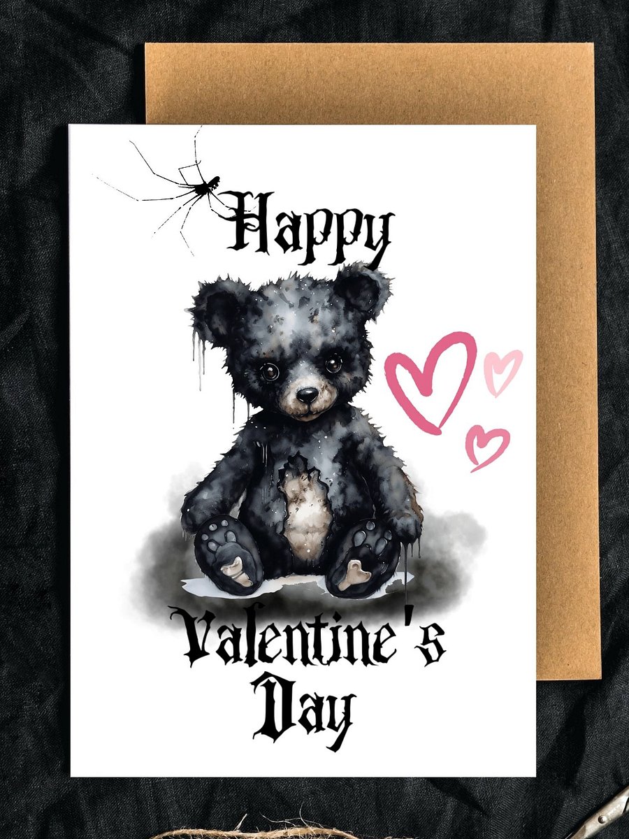 Printable Creepy Bear Valentine's Card product image (1)
