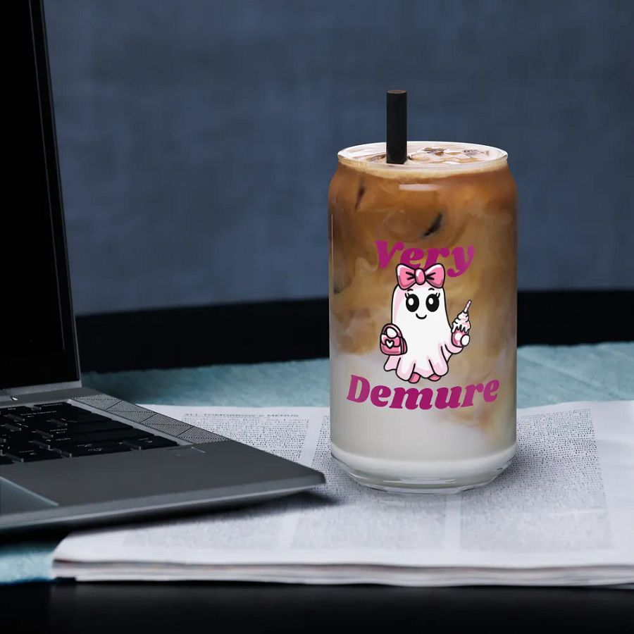 Very Demure Cute Ghost 16oz Can-Shaped Drinking Glass product image (7)