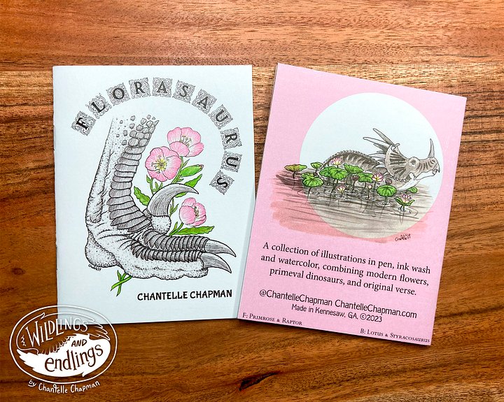 'Florasaurus' Handmade Book, Dinosaurs and Flowers Poem with Traditional Ink & Watercolor Illustrations product image (1)