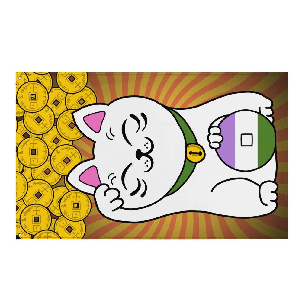 Maneki neko genderqueer pride flag product image (1)