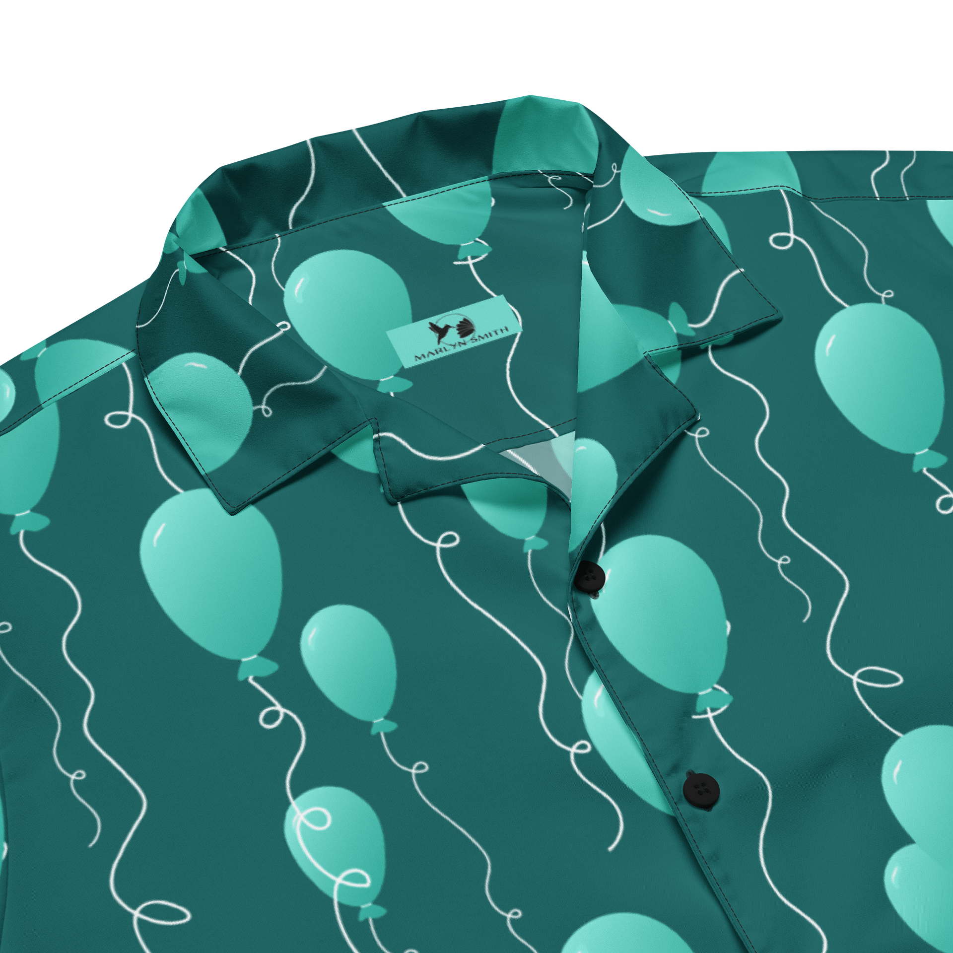 Teal Floating Balloons Oversized Button-Down Shirt product image (3)