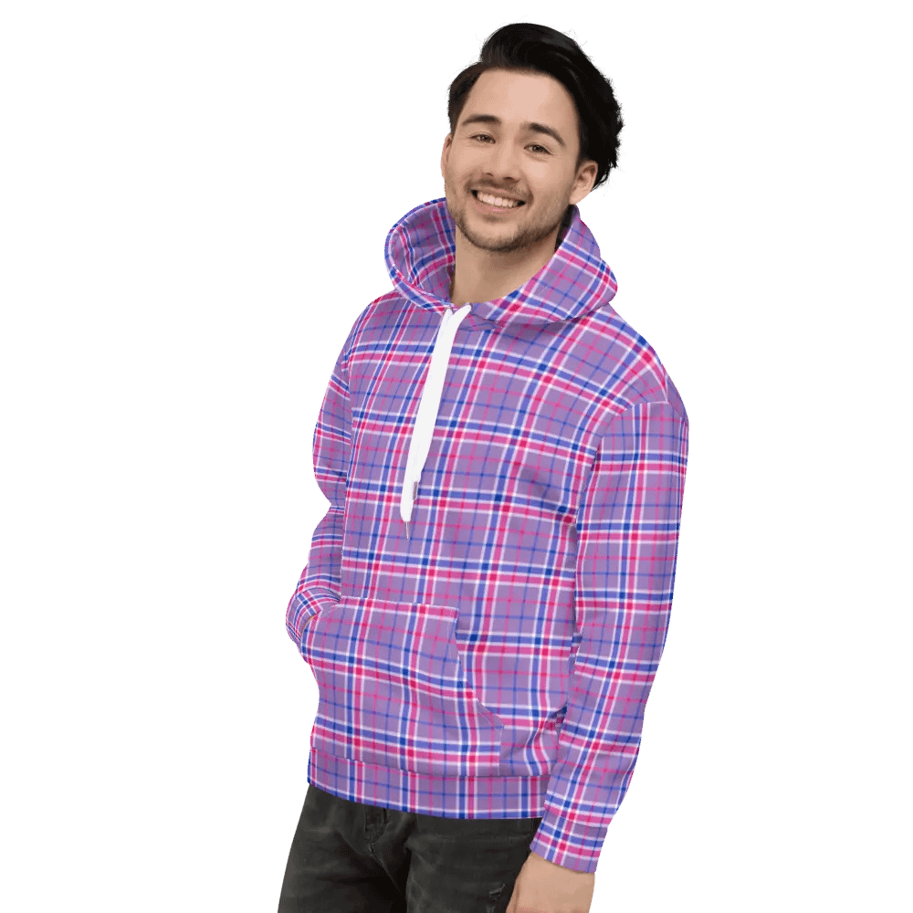 Lavender, Magenta, and Blue Plaid Hoodie product image (4)