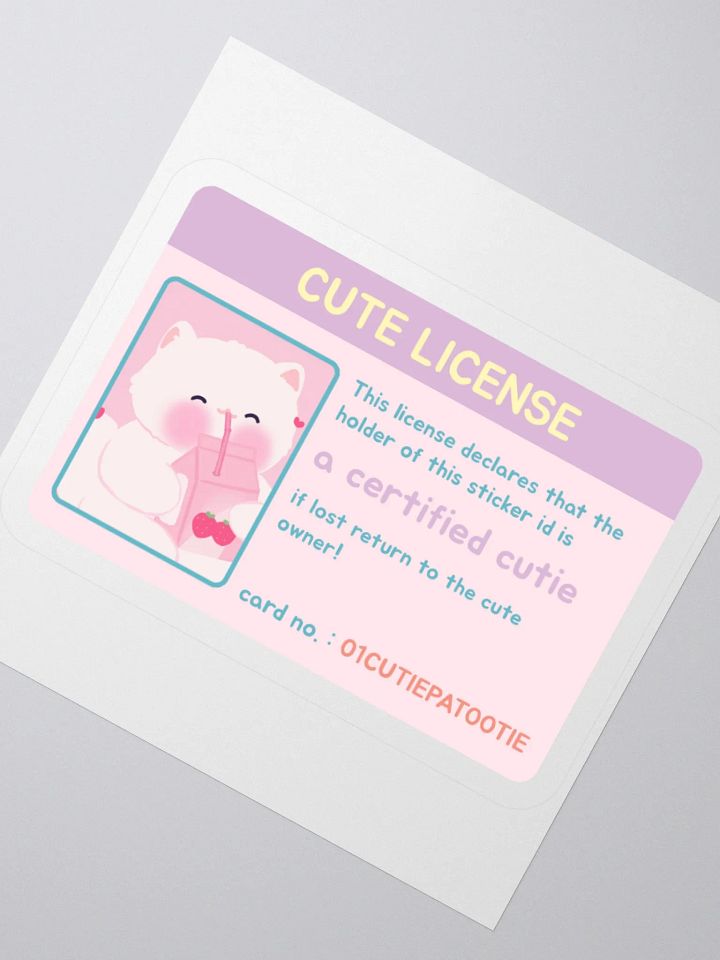 Cutie License White Cat Vinyl Sticker product image (2)