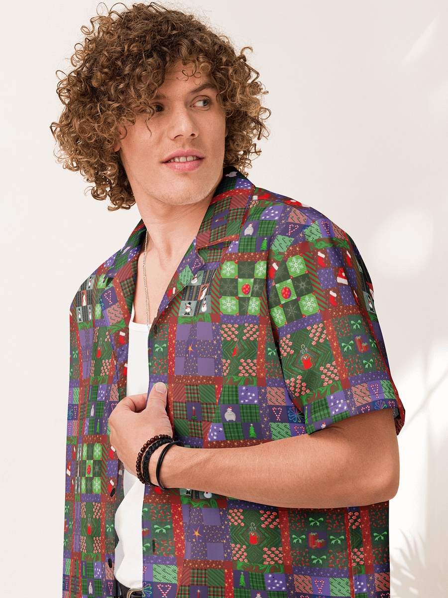 Christmas Patchwork Oversized Button Down Shirt product image (9)