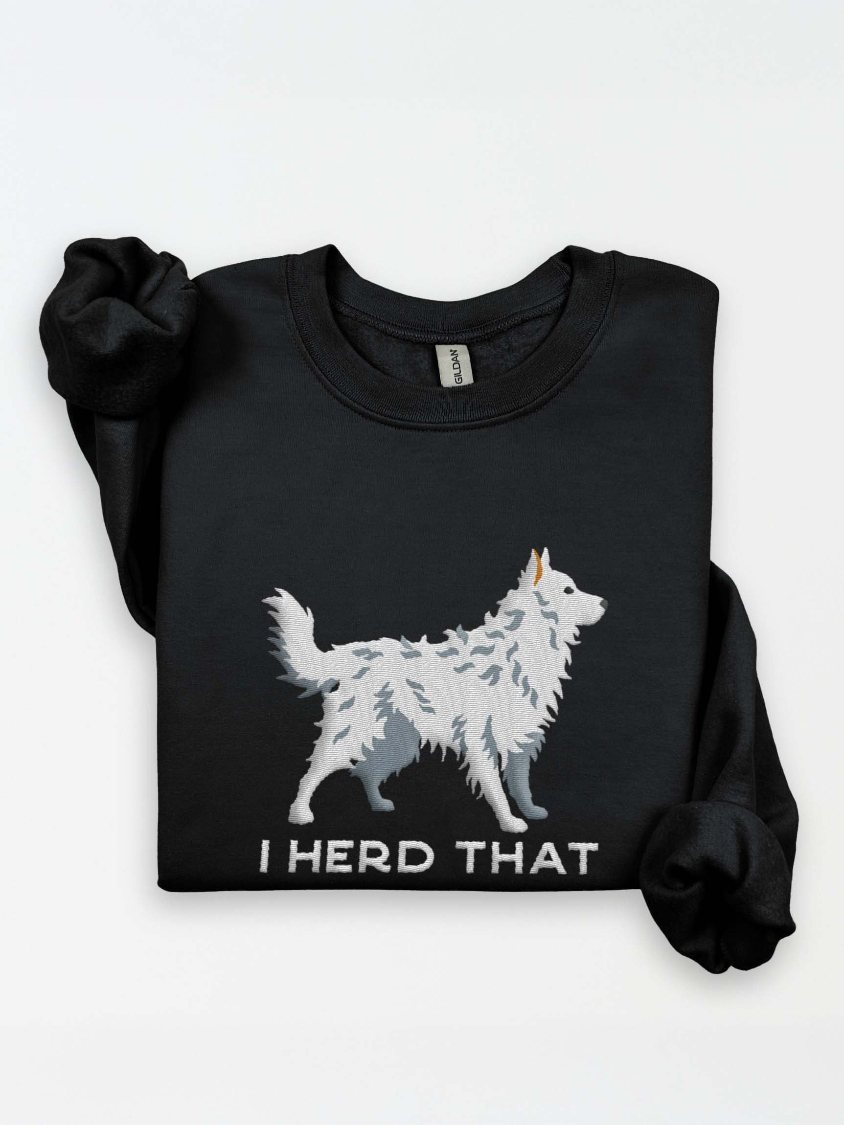 I Herd That Sweatshirt (Embroidered) of a Hungarian Mudi(White) product image (1)