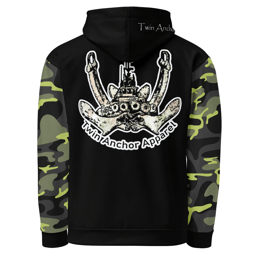 Camouflage & Black Twin Anchor Logo Hoodie product image (3)