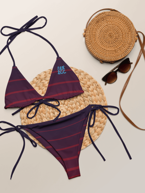 Purple Stripes String Bikini Set – BOURNE to Cape Cod™ | Blue Logos product image (4)