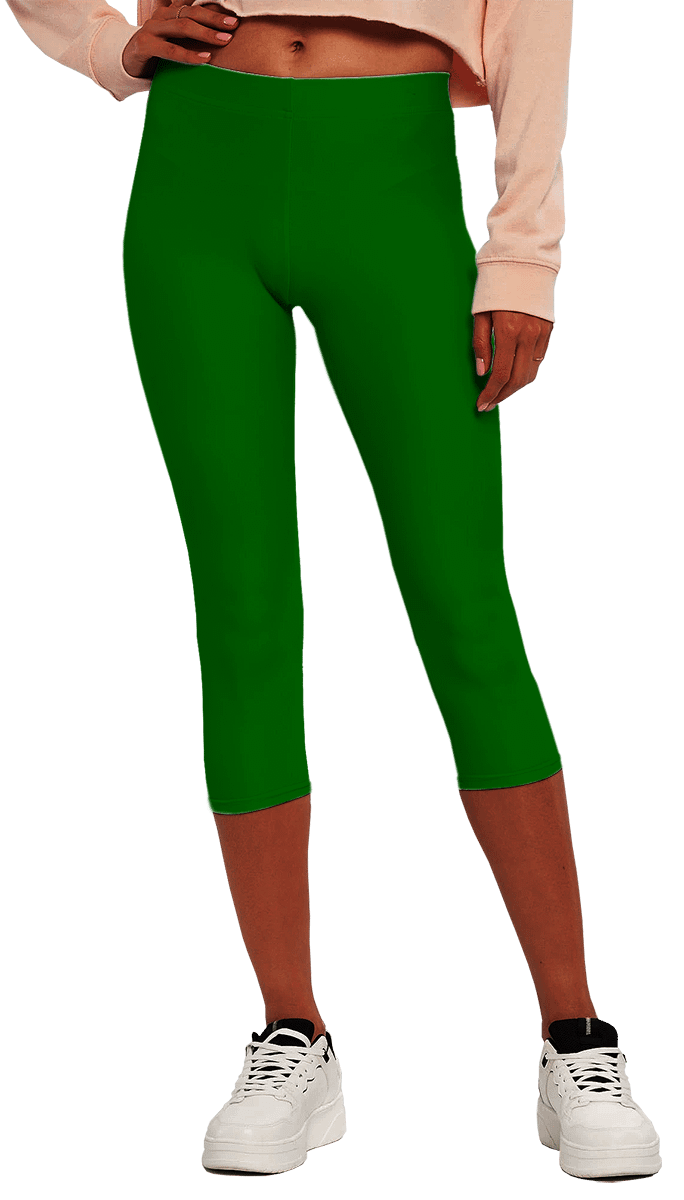 Plain Color Dark Green Yoga Capri Leggings product image (1)
