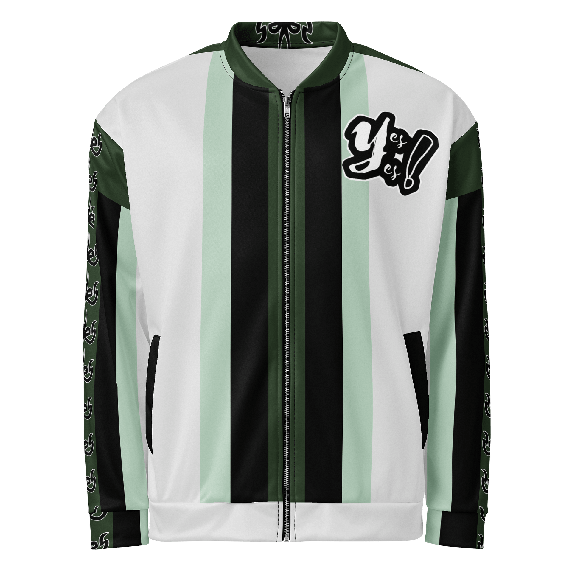 Green Striped Delight Bomber Jacket product image (1)