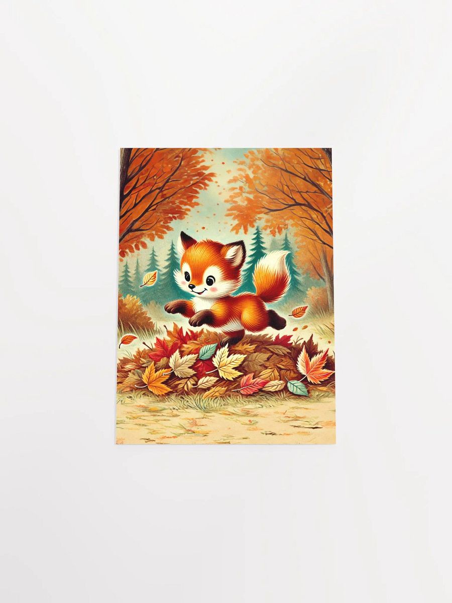 Adorable Fox Jumping in Leaves Autumn Premium Prints and Posters product image (35)