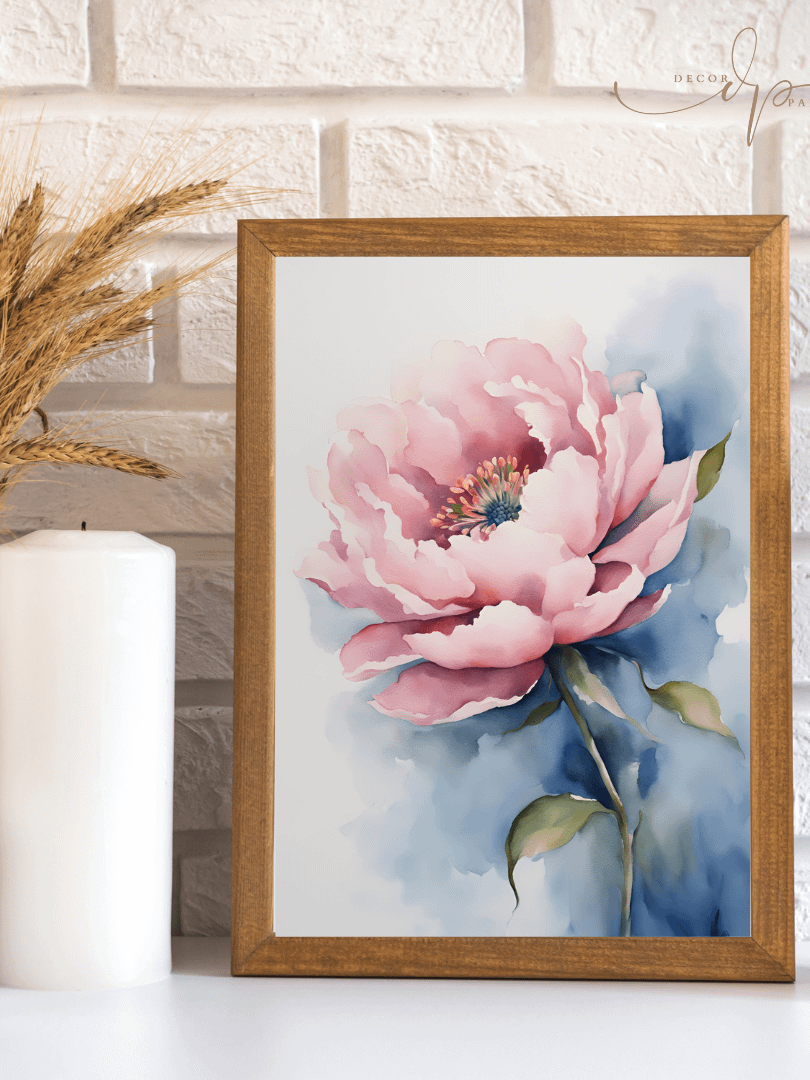Watercolour Painting Printable Wall Art of PINK FLOWER product image (2)