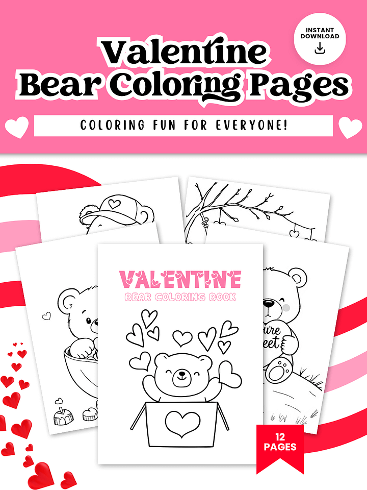 VALENTINE BEAR COLORING PAGES product image (1)