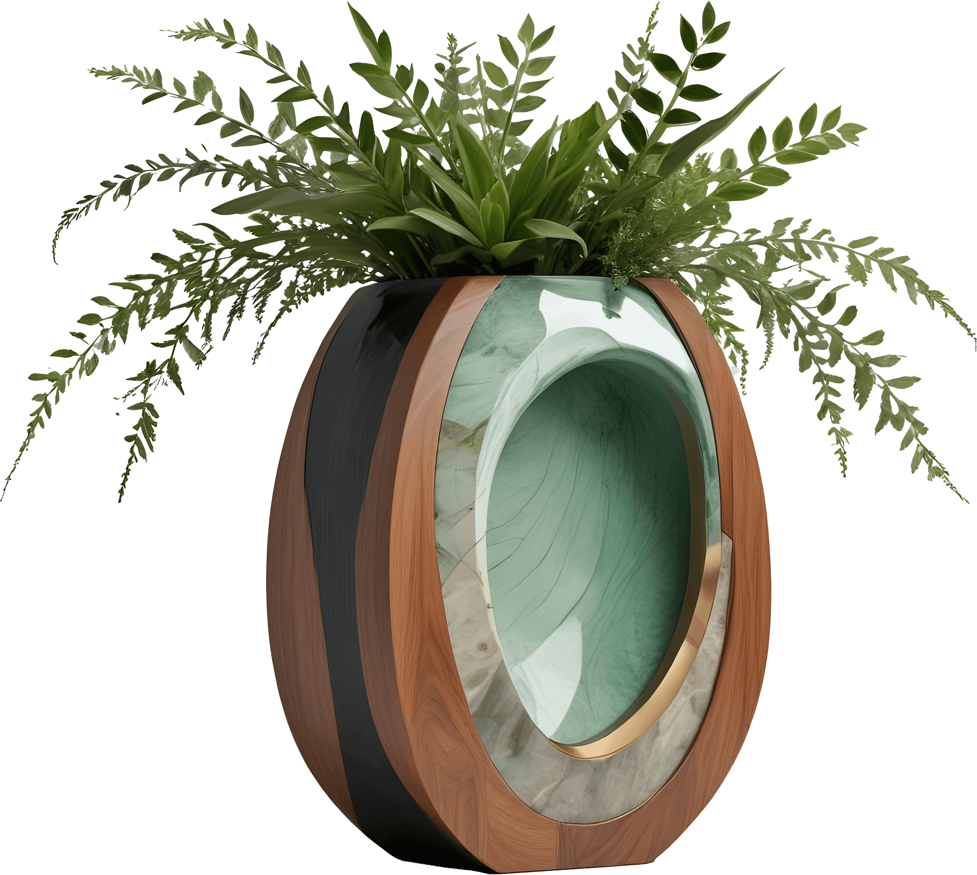 Luxe Botanique – Oval Emerald Vase PNG product image (1)
