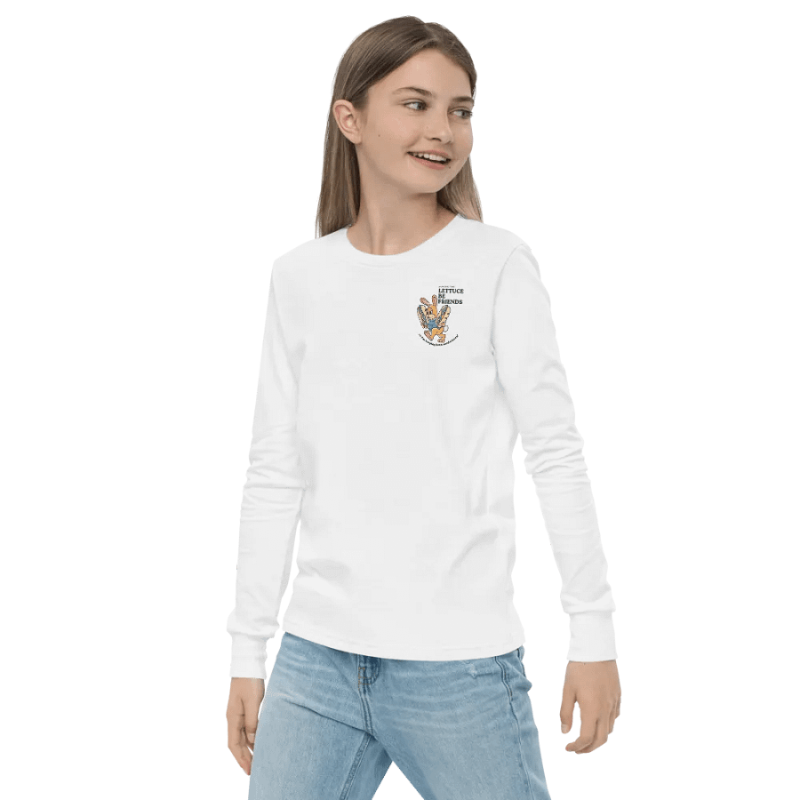 Lettuce Be Friends Cartoon Rabbit Long Sleeve Tee product image (3)